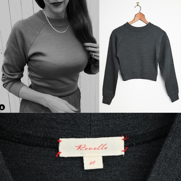 Handmade in USA: Revelle Collection cropped raglan wool and rayon sweatshirt - Picture 1 of 10